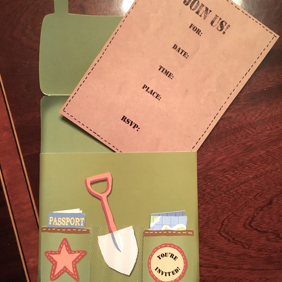 Cute back pack Themed party invitations Set of 8. - Picture 2 of 4